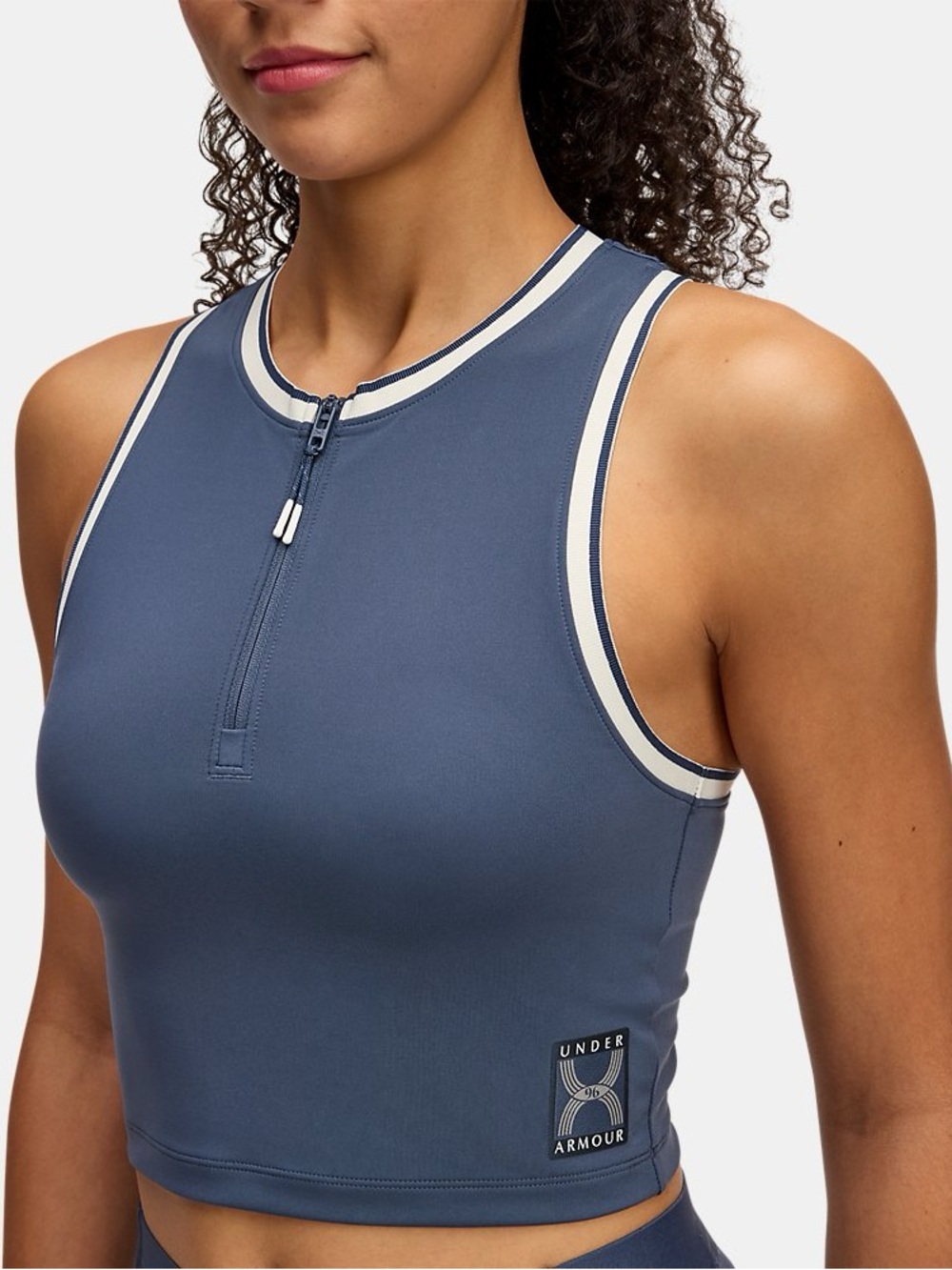 NWT Under Armour Blue Zip Tank Running Back Mesh Athleisure Workout